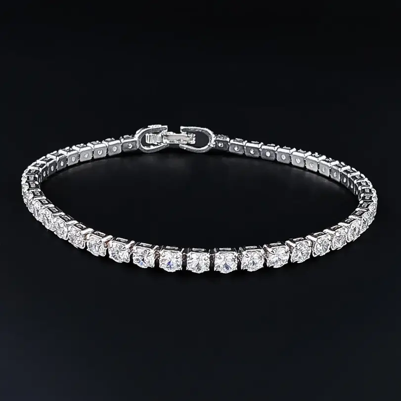 Pulsera redonda de lujo para mujer, brazalete de color plateado, regalo de aniversario, joyería, venta al por mayor, S5650, novedad de 2024 4