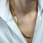 Collar de cadena plana de 4MM de oro de 18K de Plata de Ley 925 para mujer, joyería de buenos de lujo, gargantilla de regalo de boda para clavícula 3