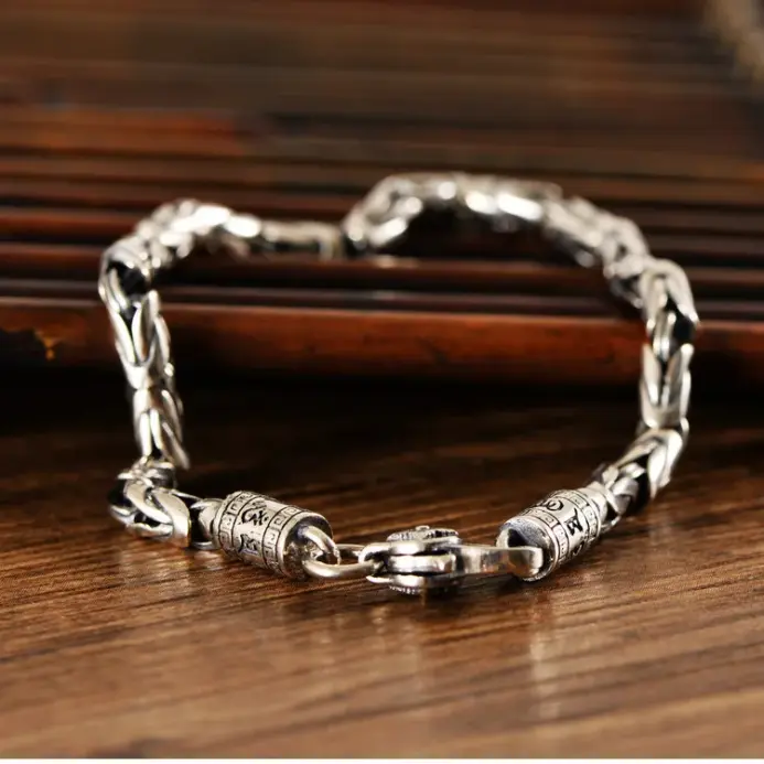 Nueva Pulsera para Hombre Vajra 925 Plata Tailandesa Retro Estilo Antiguo Tendencia Personalidad Neutral Joyería de Alta Gama 1