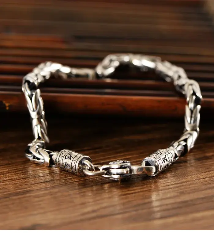 Nueva Pulsera para Hombre Vajra 925 Plata Tailandesa Retro Estilo Antiguo Tendencia Personalidad Neutral Joyería de Alta Gama 1