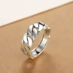 Anillos de plata de ley 925 Sam Panda para mujeres y hombres, joyería fina, anillo de cadena Vintage abierto ajustable para dedo, regalo de cumpleaños para fiesta 3