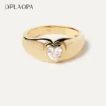 Anillo de Plata de Ley 925 con banda gruesa de oro, circonita grande CZ, joyería de buenos de lujo para mujer, joyería fina de cristal 2026 1