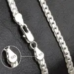 Plata de Ley 925, 2 piezas, collar de cadena lateral completa, pulsera, conjunto de joyería de moda para hombres y mujeres, regalo de boda 4