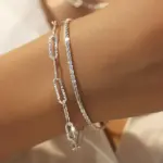 Pulseras Brillantes de Plata de Ley 925 para Mujer, Diseño Coreano de Moda, Pulseras de Doble Capa con Diseño de Cielo Estrellado, Joyería para Bodas 1