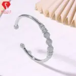 Pulsera de moissanita que se puede abrir de plata de ley 925, joyería exquisita para mujer, regalo ideal para bodas y aniversarios 4