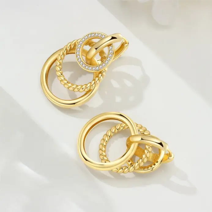 ✨ Pendientes "Golden Orbit" – Plata S925 Chapada en Oro 18K (Edición Orstarry) 2