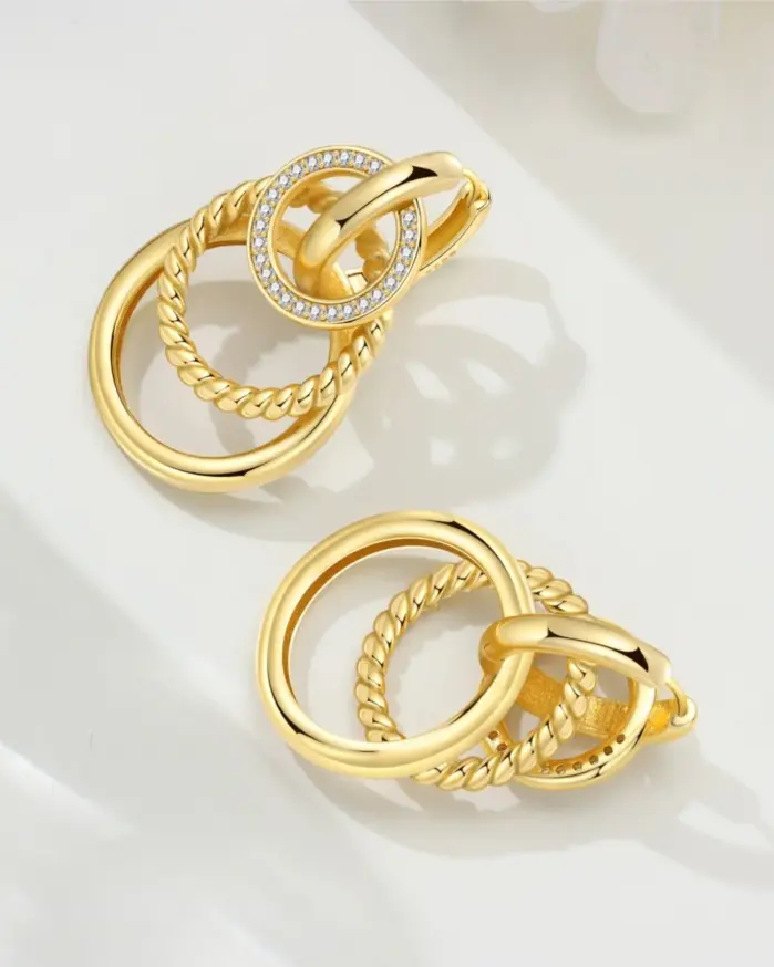 ✨ Pendientes "Golden Orbit" – Plata S925 Chapada en Oro 18K (Edición Orstarry) 2
