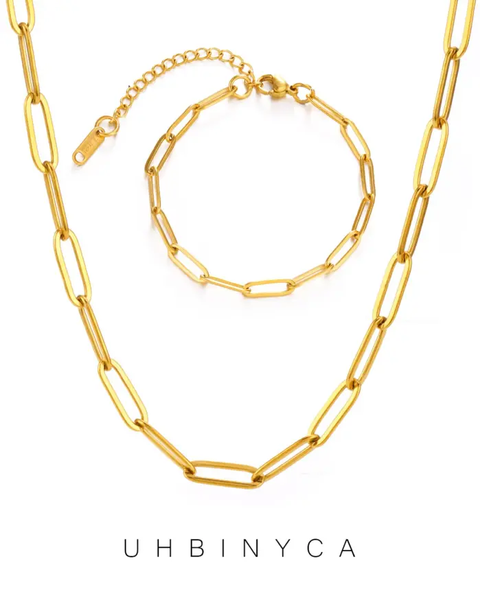 ⛓️ Set "Urban Gold" – Conjunto de Collar y Pulsera en Acero 100% Waterproof 1