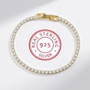 Pulsera de plata de ley 925 con circonita elegante para mujer, cadena de cristal de tenis, moda Noble, compromiso, boda, Glam 1