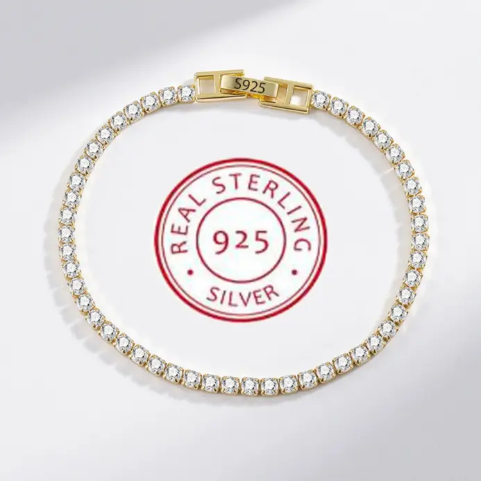 Pulsera de plata de ley 925 con circonita elegante para mujer, cadena de cristal de tenis, moda Noble, compromiso, boda, Glam 1
