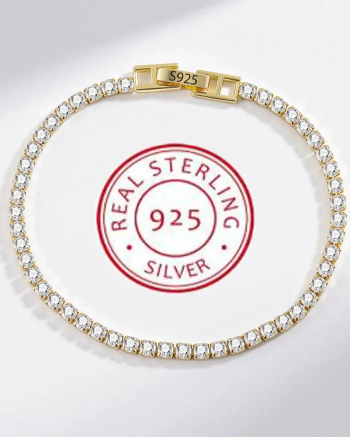Pulsera de plata de ley 925 con circonita elegante para mujer, cadena de cristal de tenis, moda Noble, compromiso, boda, Glam 1