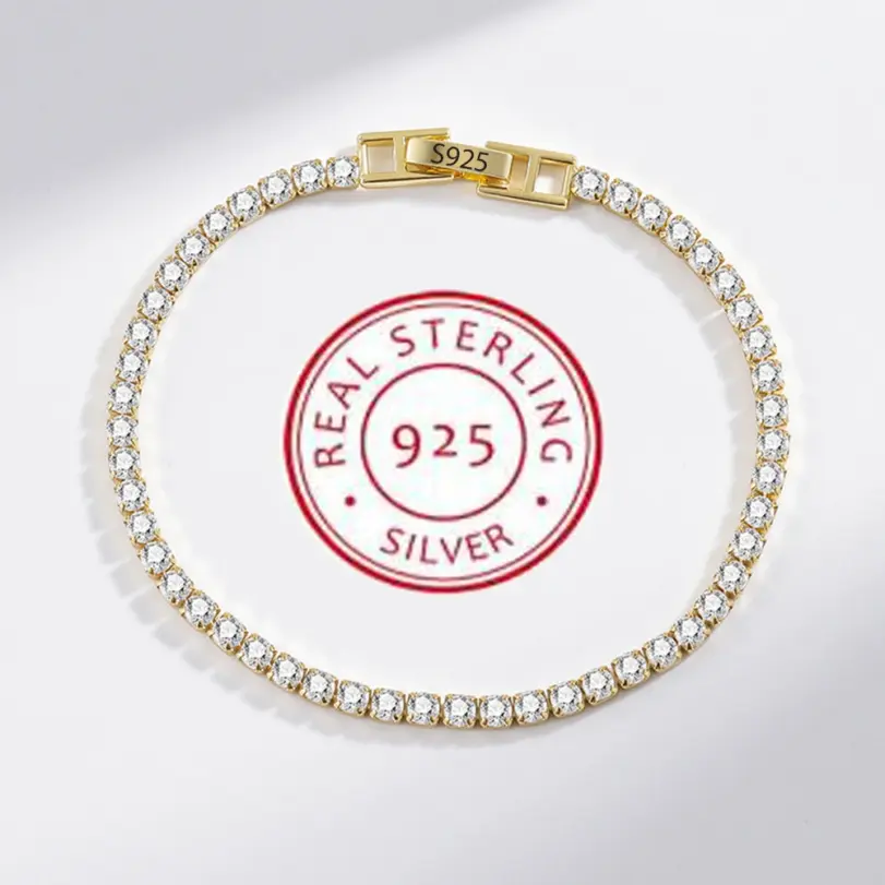 Pulsera de plata de ley 925 con circonita elegante para mujer, cadena de cristal de tenis, moda Noble, compromiso, boda, Glam 1