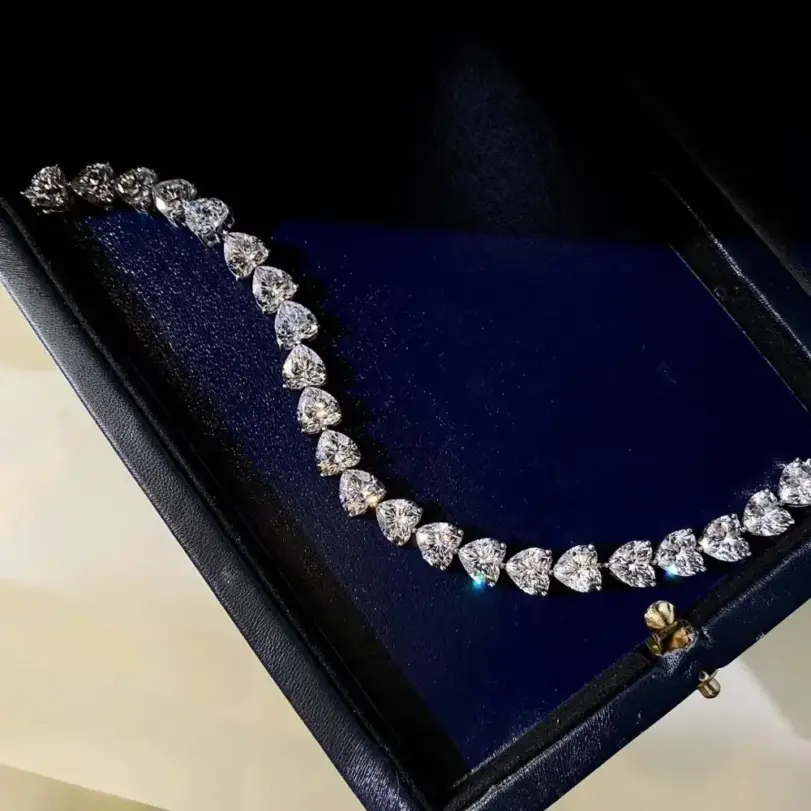 Pulsera de diamantes de laboratorio con corte de corazón de 7mm, 100% Plata de Ley 925 auténtica, brazaletes de compromiso para boda, joyería para mujer 3