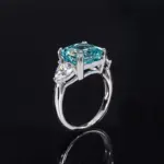 Anillos de plata de ley 100% 925 con diamantes de alto contenido de carbono, color verde menta, 10x10mm, para mujer, joyería fina brillante para fiesta de boda, regalo 2