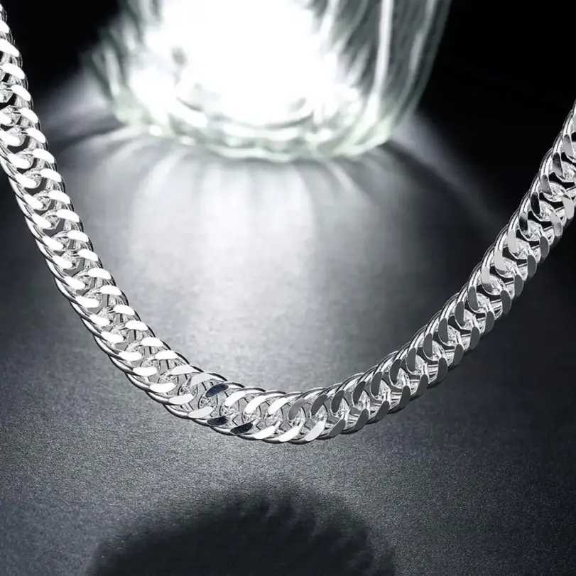Collares de plata de ley 925 para hombres y mujeres, cadena de 6MM de ancho, joyería de moda, regalo de vacaciones, fiesta de boda, 50-60cm 3