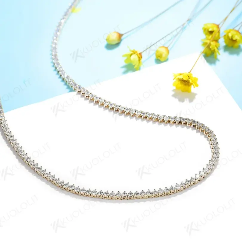 5.25CTW Moissanite tenis collares para mujeres hombres sólido 14K 10K oro 925 cadena de plata para fiesta de compromiso Navidad 3