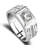 2 unids/set de anillos de pareja a juego con corazón de circón, anillo ajustable de boda de amor sin fin para siempre para mujeres y hombres, dije para el Día de San Valentín 6