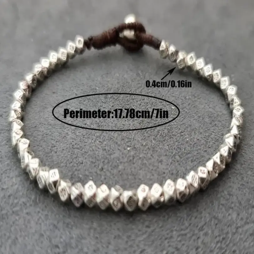 Pulsera de cuentas de plata 925 hecha a mano, pulsera con botón para hombre, cuentas de oración de Ramadán, regalo de vacaciones de meditación para mujer, uso diario 2