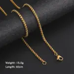 Skyrim-collar de cadena de caja larga de 60cm para hombre, cadenas de eslabones de Color negro y dorado de acero inoxidable, joyería Punk básica al por mayor 5