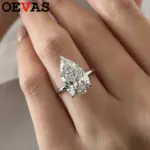 Anillos de moissanita OEVAS de 1-4 quilates, color D, con forma de gota de agua, para mujer, plata de ley 925, brillantes, para bodas y fiestas, joyería fina al por mayor 1