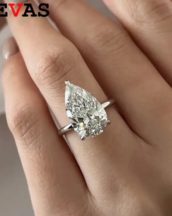 Anillos de moissanita OEVAS de 1-4 quilates, color D, con forma de gota de agua, para mujer, plata de ley 925, brillantes, para bodas y fiestas, joyería fina al por mayor 1
