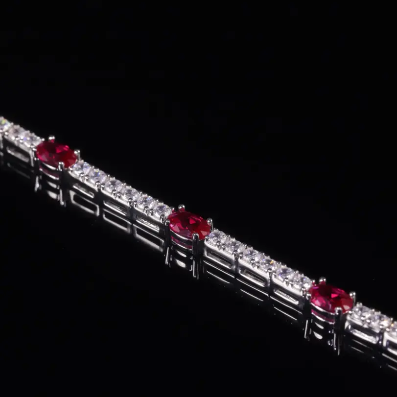 pulsera de tenis de rubí cultivada en laboratorio de BALLET para mujer, brazalete de piedra natal de Plata de Ley 925, pulsera de lujo para fiesta, regalo 4