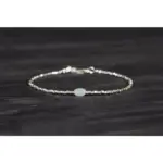 Exquisita pulsera de plata pura, conjunto con ópalo, pulsera delgada en capas de plata tribal 2