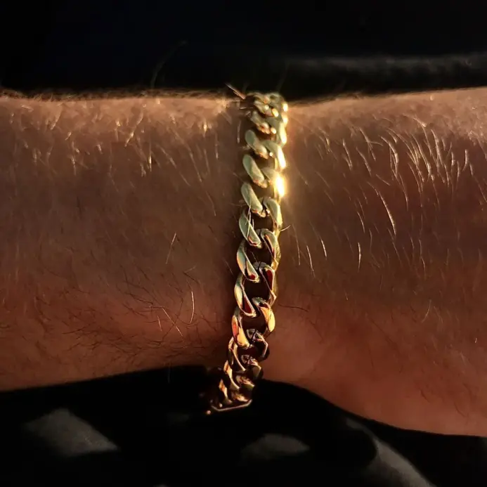 Pulseras de cadena cubana de Color dorado para hombres, pulsera de eslabones de cadena de acero inoxidable de 6/8/10/12MM, regalo de joyería masculina informal de Hip Hop 1