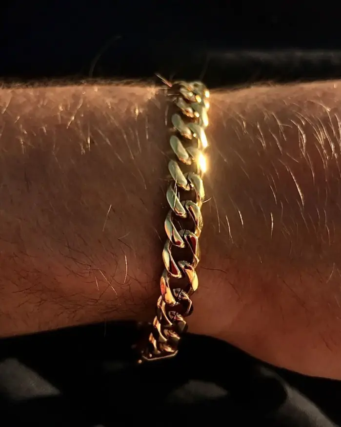 Pulseras de cadena cubana de Color dorado para hombres, pulsera de eslabones de cadena de acero inoxidable de 6/8/10/12MM, regalo de joyería masculina informal de Hip Hop 1