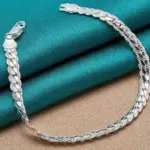 Pulsera de plata de ley 925 de 6mm, 18/20cm, cadena lateral plana, pulsera con cierre de langosta para mujer y hombre, joyería para fiesta y boda, regalo de vacaciones 3