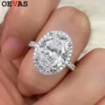 5CT 9*11mm anillo de Halo de diamante de alto carbono de corte ovalado para mujer 100% Plata 925 brillante compromiso boda banda joyería fina 1