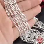 Collar plano de Plata de Ley 925 de 2MM, cadena para mujeres y hombres, joyería para fiesta y boda, regalo 1