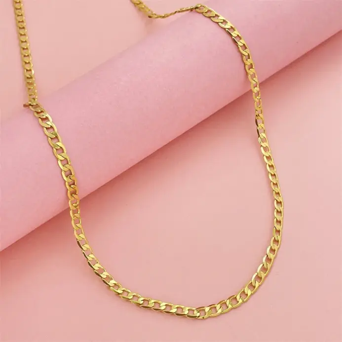 Collar Cubano Geométrico Unisex de Oro Puro 24K 9999 de Lujo para Hombre y Mujer, 4MM 60CM 2