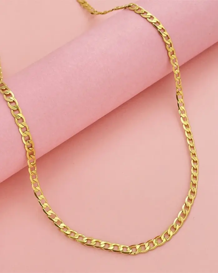 Collar Cubano Geométrico Unisex de Oro Puro 24K 9999 de Lujo para Hombre y Mujer, 4MM 60CM 2