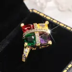 Anillo de oro de 18 quilates con amatista colorida, topacio, Esmeralda, rubí, lleno de diamantes para mujer, joyería de regalo para fiesta de compromiso 1