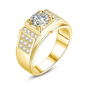 Nuevo en anillo redondo de moissanita de 6,5mm y 1ct para hombre con certificado, prueba de diamante Original, joyería de boda de Plata de Ley 925 1