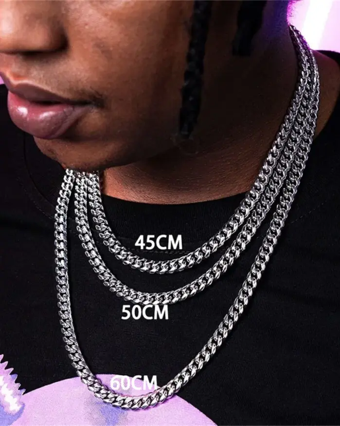 Collares cubanos de acero inoxidable para hombres y mujeres, gargantillas de cadena de eslabones de Color negro y dorado, joyería de Metal sólido, estilo Punk básico, 3,5,7mm 2