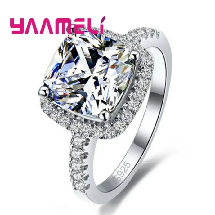Joyería de moda, anillos de circonia cúbica brillante, anillo de dedo de Plata de Ley 925 para mujeres y niñas, accesorios de fiesta 1