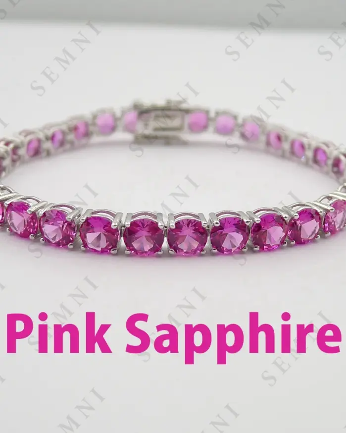 pulsera de tenis de rubí y zafiro de laboratorio de 5mm para mujer, joyería fina de plata de ley s925, regalo de fiesta de cumpleaños, zafiro rosa 2