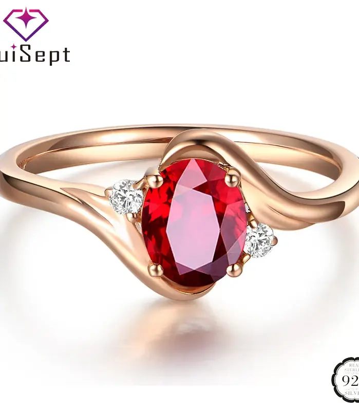 elegante anillo de joyería de plata 925 para mujer forma ovalada rubí circón piedras preciosas oro rosa anillos abiertos boda fiesta Ornanmet 1
