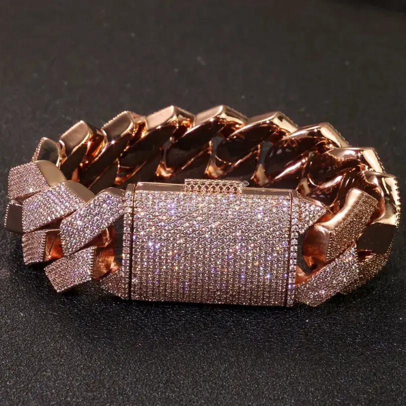 Joyería de Hip Hop, collar helado de oro rosa, grande, grueso, pesado, 25mm, 6 filas, piedra Cz ostentosa, collar de cadena de eslabones cubanos ﻿ regalo para hombres 4