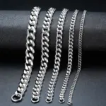 Collar de cadenas de acero inoxidable para hombre, Gargantilla básica de rapero en el cuello, joyería de moda, Hip Hop, ancho, 3/5/7/9MM, Eslabón cubano 6