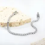 pulseras con dijes de acero inoxidable de circonia cúbica redonda completa para mujer, cadena de cristal dorado, joyería de boda con temperamento 5