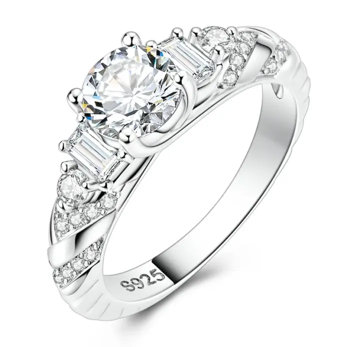 Anillos trenzados brillantes de Plata de Ley 925 originales para mujeres y niñas, joyería, regalos de aniversario de cumpleaños 1