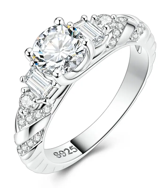 Anillos trenzados brillantes de Plata de Ley 925 originales para mujeres y niñas, joyería, regalos de aniversario de cumpleaños 1