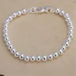 Pulsera de Plata de Ley 925 con Cuentas de 6 mm, Cadena de Alta Calidad para Hombre y Mujer, Joyería de Lujo para Boda, Compromiso, Regalos de Moda para Fiestas 6