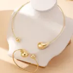 Conjunto de Collar de pulsera para mujeres y niñas, estilo Simple, personalidad, grandes gotas de agua, regalo de fiesta, joyería de moda OL DS058 2
