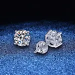 pendientes de moissanita de 2 quilates para mujer y hombre, aretes con rosca, plata maciza 925 con joyería chapada en oro blanco 2