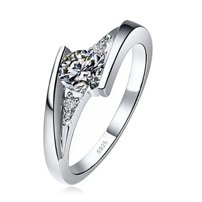 Anillos de acero inoxidable chapados en plata para mujer | Anillo cuadrado de circonita cúbica | Accesorios de joyería al por mayor tamaño 5-10 1