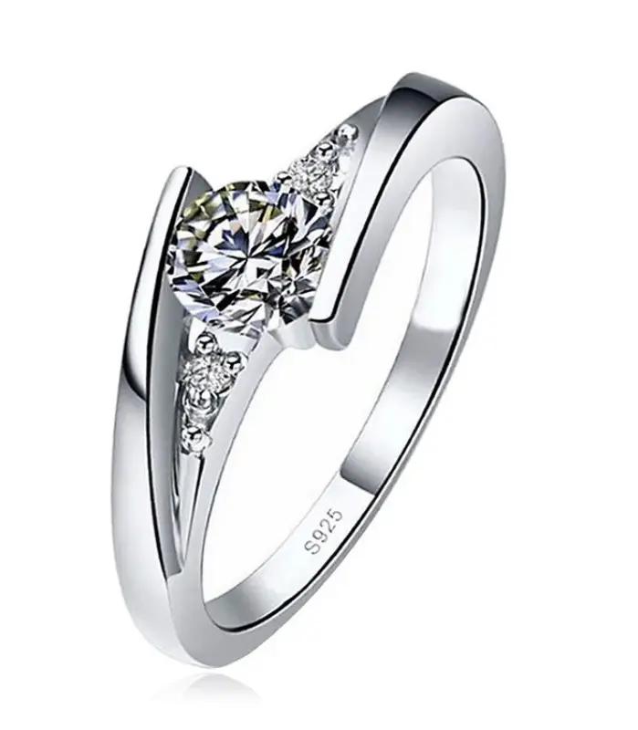 Anillos de acero inoxidable chapados en plata para mujer | Anillo cuadrado de circonita cúbica | Accesorios de joyería al por mayor tamaño 5-10 1
